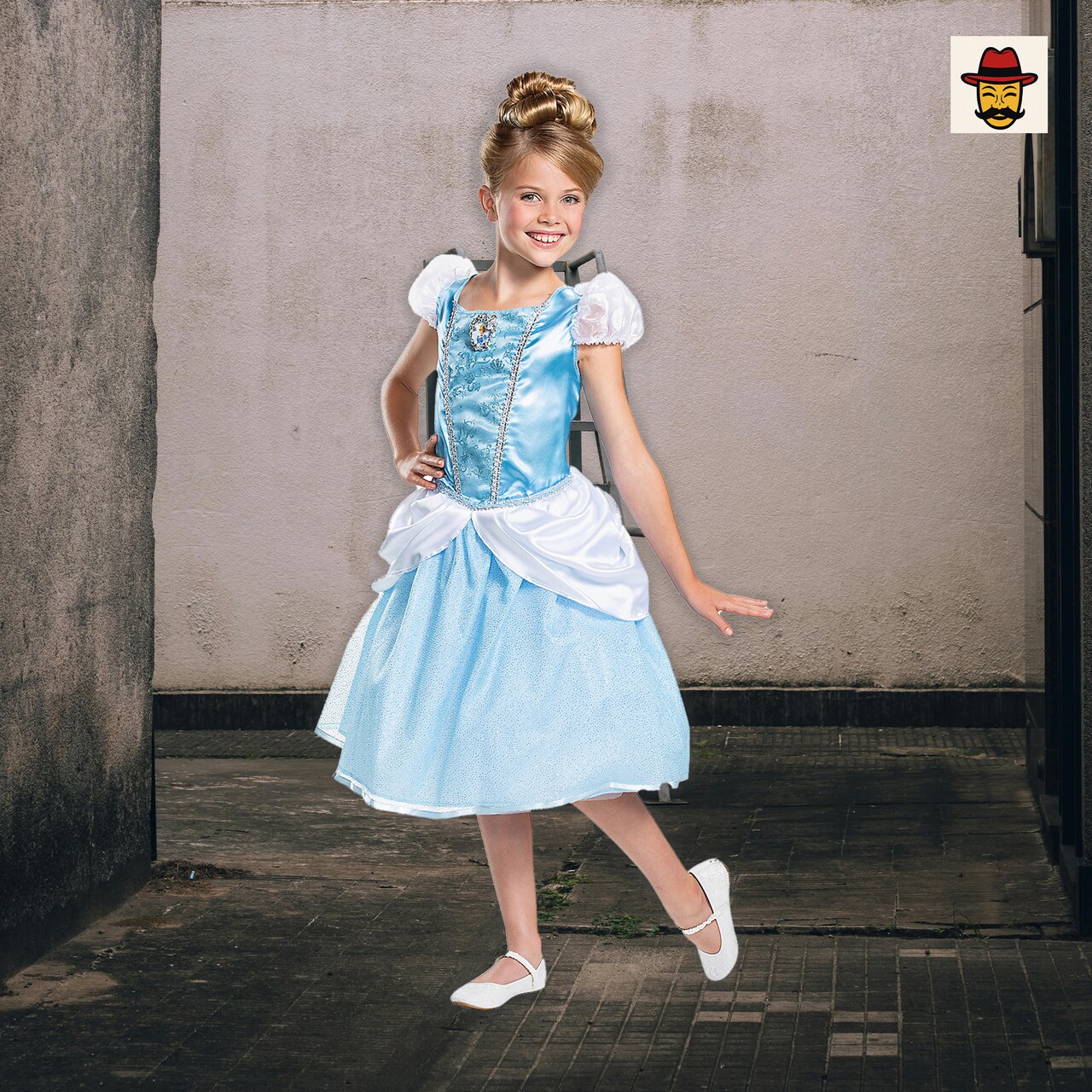 Kids Classic Disney Cinderella Princess Costume with Cameo and Peplum